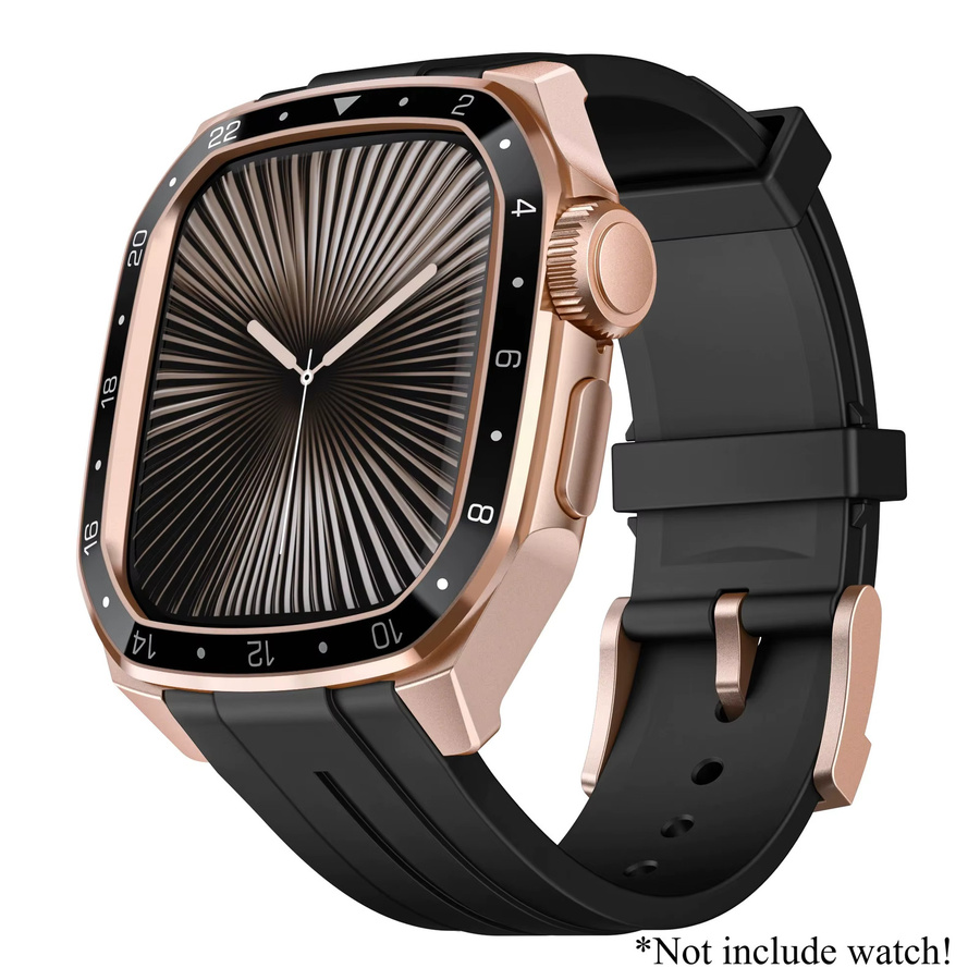 OAKCHARM Modifikationsset für Apple Watch, Edelstahlgehäuse, Gummiband, Unisex - Bild 3