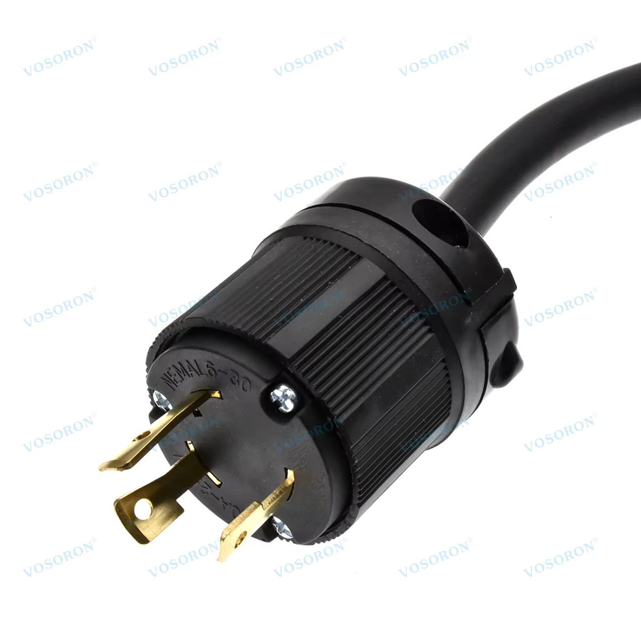 VOSORON Industrie-Stromkabel mit NEMA L6-30P-Stecker auf 32 A 2P+PE CEE-Buchse, 3 x 6 mm Gummidraht, Blau - Bild 2