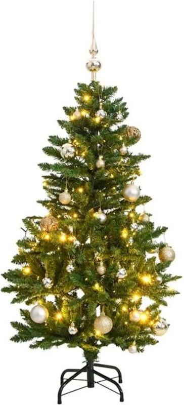 Künstlicher Weihnachtsbaum von vidaxl in Grün mit 150 LEDs und Kugeln, Höhe: 120 cm - Bild 1