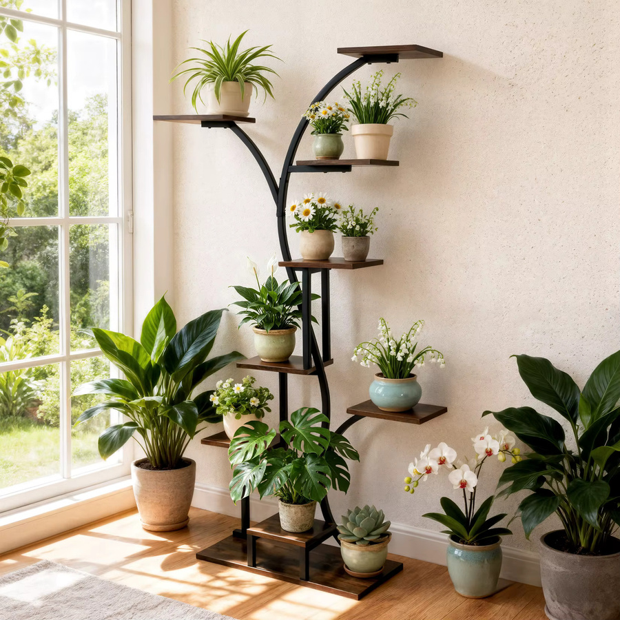 Wisfor Pflanzenständer im Industrial-Design aus Metall in Matt für deinen Garten und deine Eckpflanzen - Bild 2