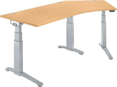 Schäfer Shop Genius ERGOSTYLE S Schreibtisch elektrisch höhenverstellbar, C-Fuß, Buche/weißaluminium, B: 216,5 cm, T: 80 cm, H: 64,5-130,5 cm - Bild 1
