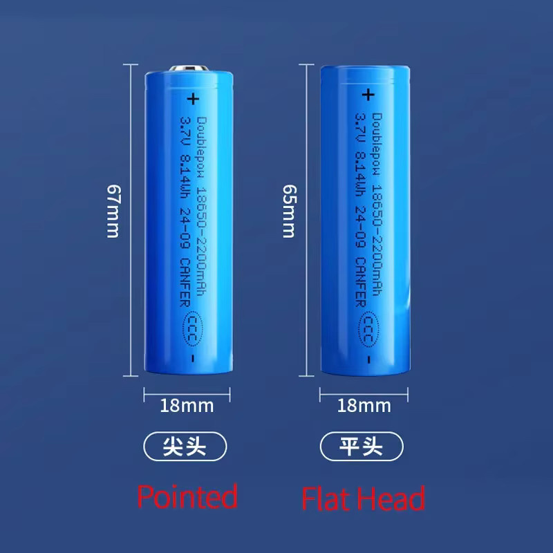 DOUBLEPOW Lithium-Ionen Akku Icr18650 in Blau, 3,7 V, 2200 mAh - Bild 2