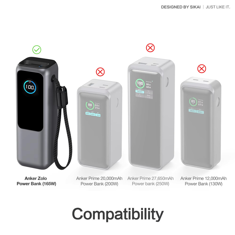 Anker Silikon-Schutzhülle in Schwarz für Zolo 25000mAh 165W Powerbank mit TF/SIM-Aufbewahrungstasche - Bild 2
