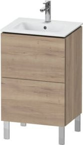Duravit Waschtischunterschrank L-Cube Compact in Eiweißmarmor mit 2 Auszügen, stehend, Farbe: Weiß/Braun, B: 52 cm, T: 42,1 cm, H: 70,4 cm - Bild 1