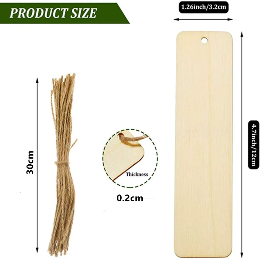 Set aus 20 oder 36 Holz-Lesezeichen in Beige mit Quasten und Seilen für DIY-Handwerksprojekte - Bild 4
