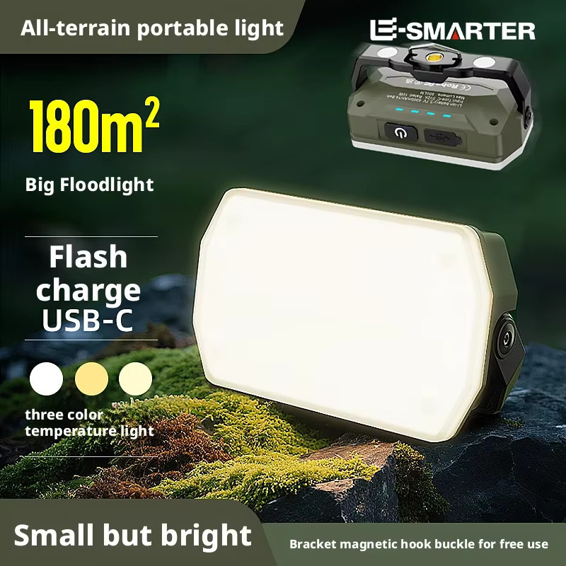 ESMARTER Tragbare Outdoor-Camping-Laterne mit Magnet, wiederaufladbare COB LED Arbeitsleuchte in Weiß - Bild 3
