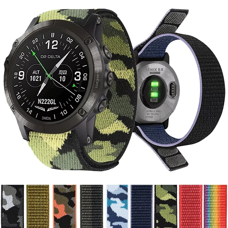 QCTOG Uhrenarmband Nylon, Klettverschluss, 26 22 mm, Unisex - Bild 2