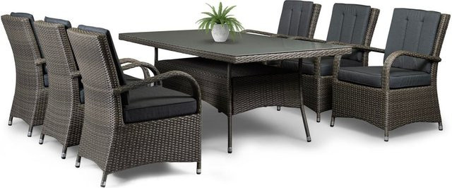19tlg. Dining Set Sitzgruppe DUBLIN von Prestige Home aus Aluminium in Braun mit Polsterauflage und Rope-Geflecht - Bild 1