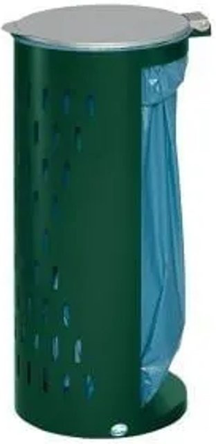 PROREGAL Kompakter Abfallsammler aus Stahl mit Deckel und Einfüllöffnung, Farbe Grün, H x B x T: 85 x 44 x 44 cm - Bild 1