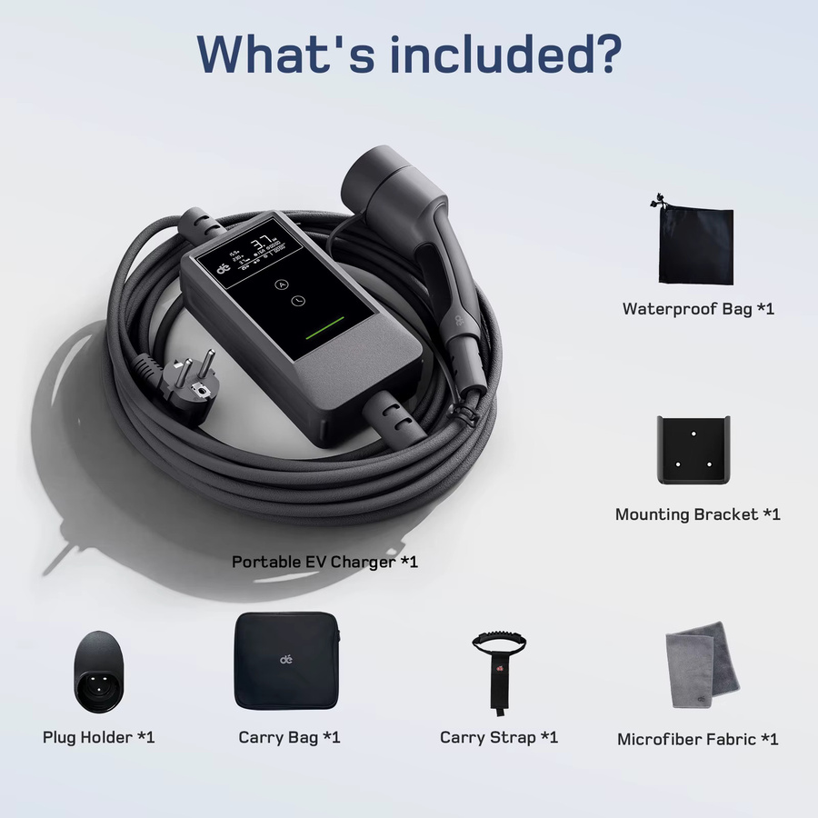 dé 3,7kW Auto Ladegerät Typ 2 mit App, 1-phasig, 6A–16A Stromregulierung, Schuko Plug & Play für EV und PHEV, Schwarz, Ladekabel Länge: 15 m - Bild 7