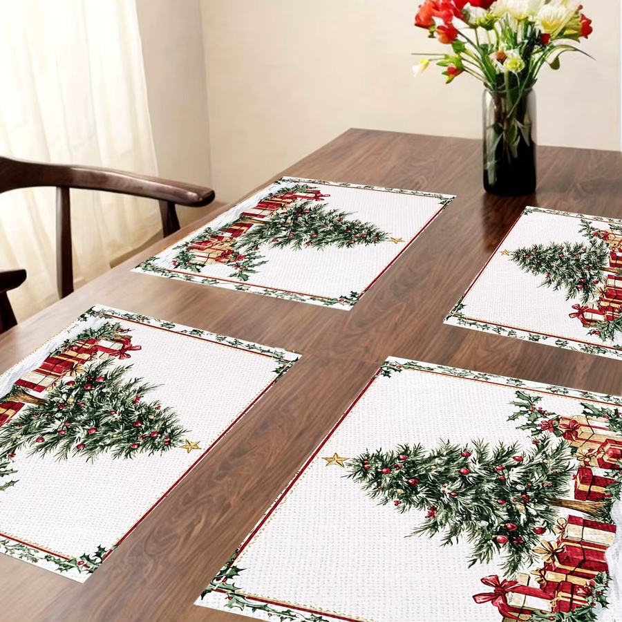 VIKAMA 4-teiliges Weihnachtsbaum-Tischset für die festliche Tischdekoration - Bild 4