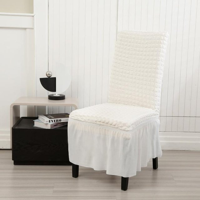 Bestbags Seersucker-Stuhlbezug aus elastischem Stretch-Material in Weiß für Esszimmer und Bankettstühle - Bild 1