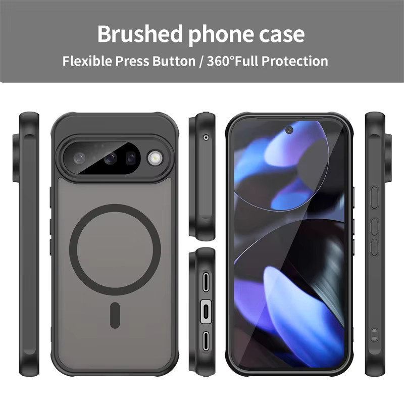 MagSafe kompatible Handyhülle für Google Pixel 11 10 Pro XL 12 7 8 9 Pro XL 10A 9A 8A Matte Armor Schutzhülle Transparent oder Schwarz - Bild 2