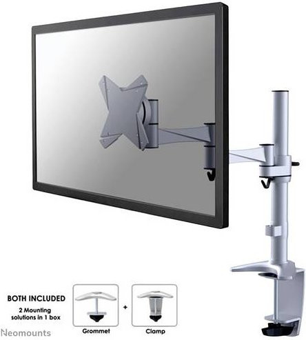 Neomounts FPMA-D1330SILVER Einfach Monitor-Tischhalterung Silber, höhenverstellbar, neigbar, schwenkbar und rotierbar, für Monitore von 25,4 cm bis 76,2 cm - Bild 1