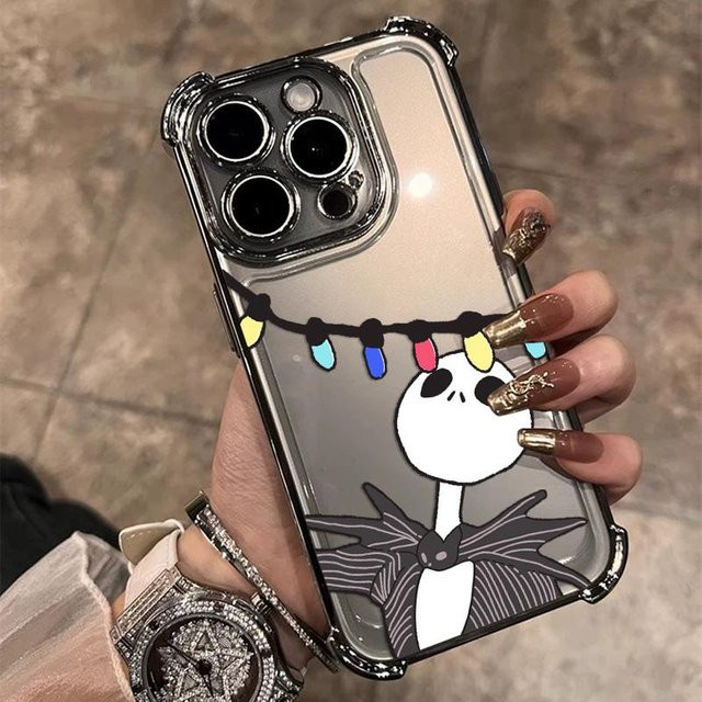 The Nightmare Before Christmas vergoldete Handyhülle für iPhone 11 bis iPhone 17 Pro Max, transparent/gold, sturzfest - Bild 1