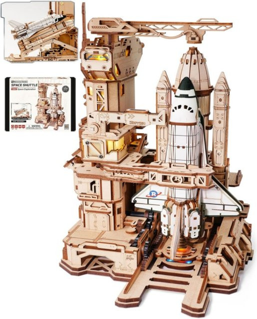 Robotime Rokr 3D-Puzzle Raumfähre, Holzpuzzle, mit Beleuchtung, ab 14 Jahren - Bild 1