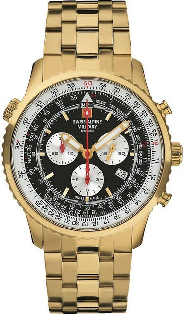 Swiss Alpine Military Chronograph, Quarz, Edelstahl, Schwarz, Herren - Bild 1