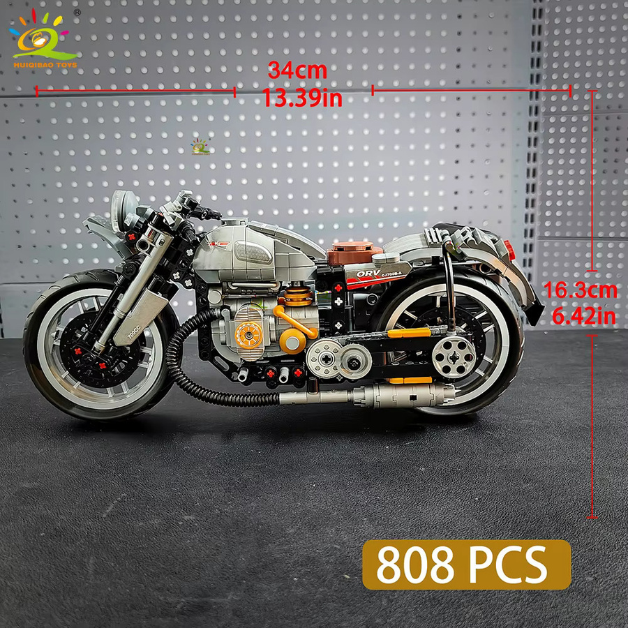 HUIQIBAO Technische Motorrad Gebäude Modell Blöcke, 808 Teile - Bild 2