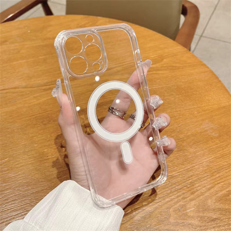 Stoßfeste MagSafe kompatible transparente Acryl Schutzhülle für Apple iPhone 11 bis 16 Pro Max Plus Mini magnetische Case - Bild 3