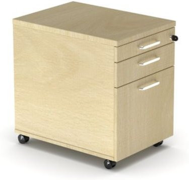 Rollcontainer BEXXSTAR in Ahorn-Dekor mit 1 abschließbarem Utensilienauszug, 1 Schublade und 1 HR-Auszug, B/T/H: 43 x 60 x 60 cm - Bild 1