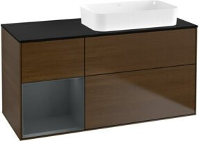 V&B Waschtischunterschrank Finion mit Wandbeleuchtung, Walnuss, B/T: 120 x 60 cm, lackiert - Bild 1