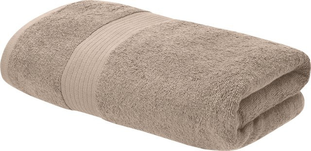 LIVARNO Frottier-Duschtuch Beige aus Baumwolle mit Bordüre, 70 x 140 cm - Bild 1