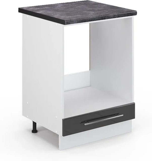 Vicco Herdbauschrank Fame-Line in Anthrazit Hochglanz und Weiß, B: 60 cm, H: 82 cm, T: 60 cm - Bild 1