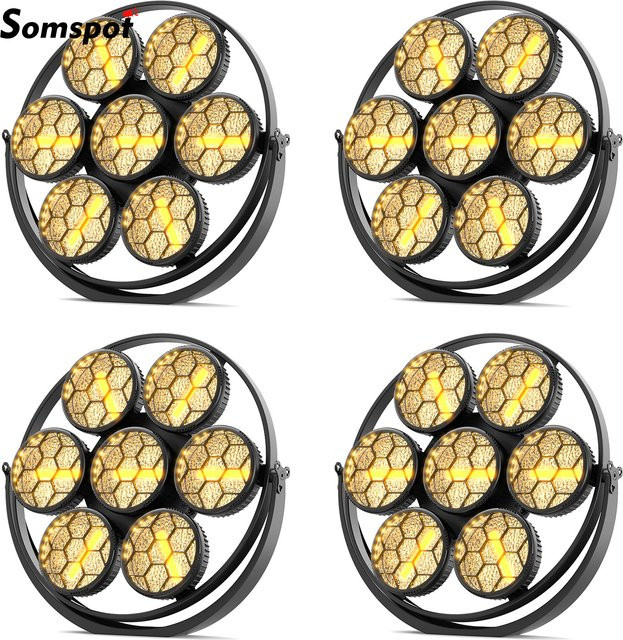 Somspot 4er Set Retro Bühnen-Leuchten mit 7x50W COB LED Par-Effekt in Schwarz und Multicolour für Disco, Party, Konzert und Theater - Bild 1