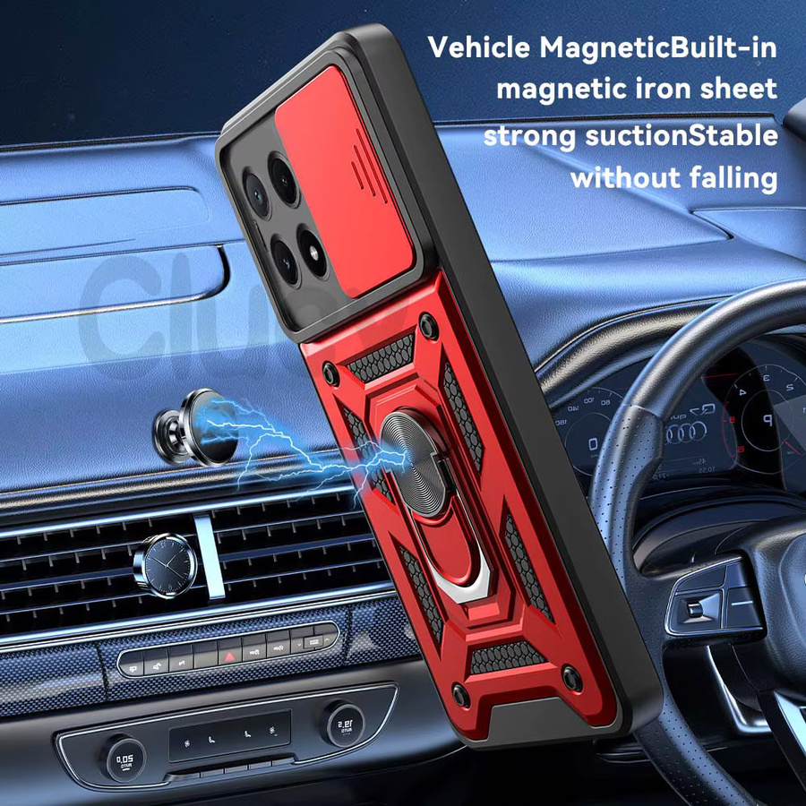 Stoßfeste Schutzhülle mit Magnetring für Xiaomi Mi Poco X6 Pro X6 5G POCO M6 PRO 4G 5G und C65 in Grün - Bild 2