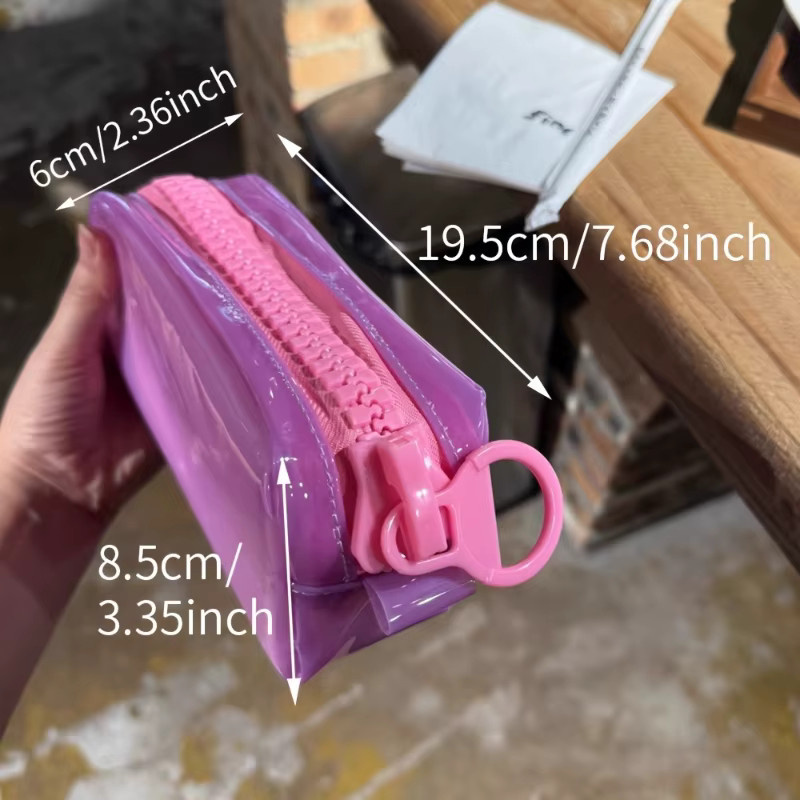 Transparenter Reißverschluss-Kleiderbeutel aus PVC in Bonbonfarben als tragbarer Organizer für Kosmetik und Schulbedarf - Bild 3