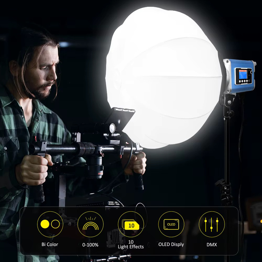 Yidoblo ZD200pro COB-Videoleuchte mit 200 W, zweifarbig 2700–6500 K, Bowens-Halterung, 10 Lichteffekte und APP-Steuerung in Silber - Bild 3