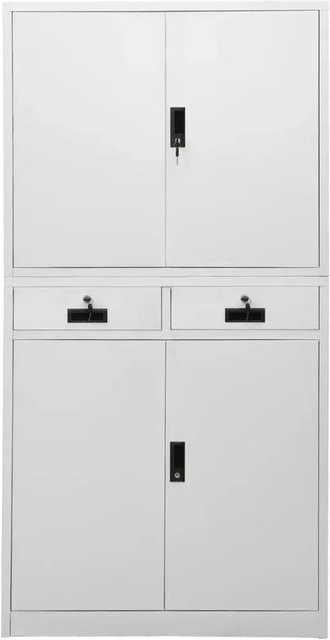 vidaXL Büroschrank aus Stahl in Hellgrau mit Türen und Schubladen, B/T/H: 90 x 40 x 180 cm - Bild 1