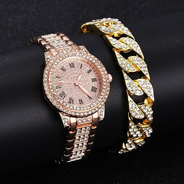 Armbanduhr, Quarz, Edelstahl, Gold, Diamant, Damen - Bild 1