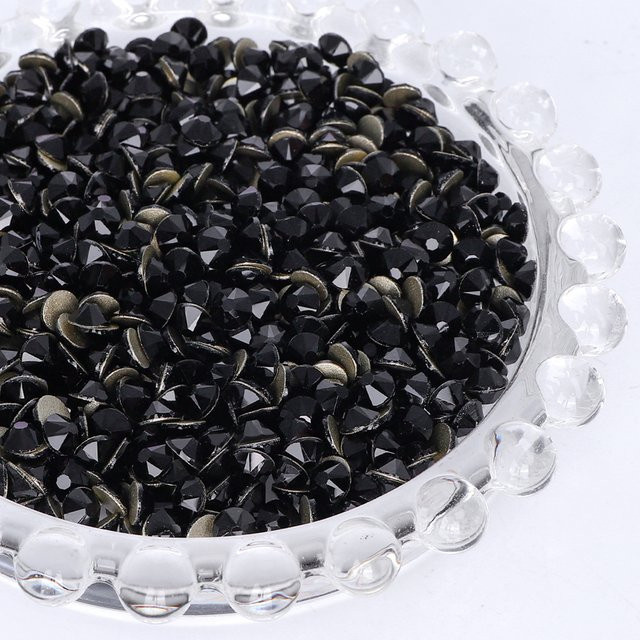 QIIY Strasssteine Kristall Schwarz, Glänzend, Nail Art Zubehör - Bild 1