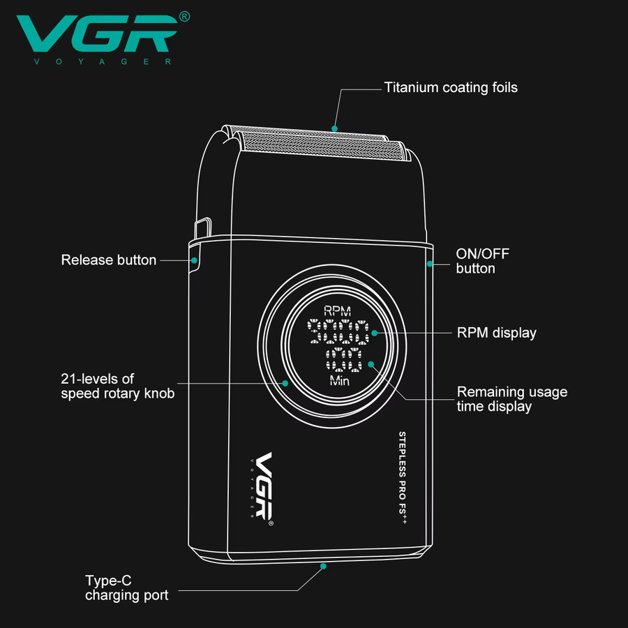 VGR Rasierapparat V-377, Herren, Rot - Bild 2