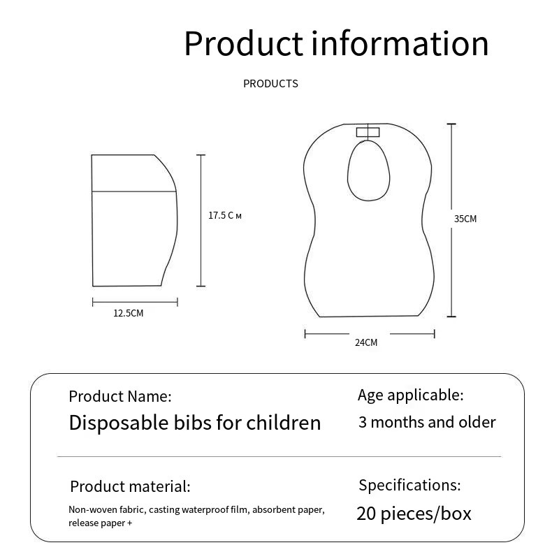 50er-Pack Einweg-Baby-Lätzchen mit Cartoon-Bären-Design aus absorbierendem Vlies für Jungen und Mädchen - Bild 2