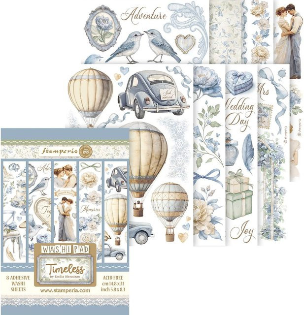 Stamperia Washi Pad Timeless in Blau, Beige und Multi - Bild 1