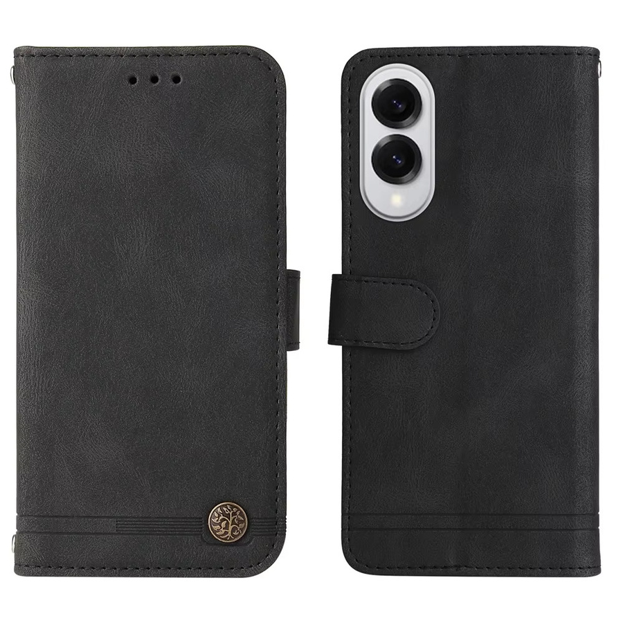 Premium Magnetic Flip Leder Wallet Case für Samsung S26 S25 S24 S23 S22 S21 S20 FE Pro Plus Ultra Edge mit 3D-Baum-Logo aus Metall in Schwarz - Bild 2