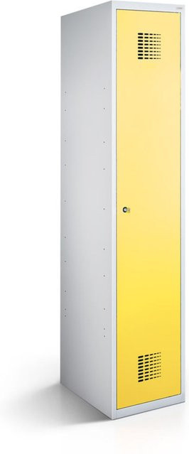 rotstahl Kleiderspind mit 1 Tür in Gelb und lichtgrauem Korpus, B/T/H: 40 x 50 x 180 cm - Bild 1