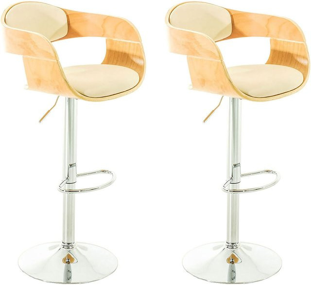 TPFLiving Drehstuhl in Beige mit modernem Design aus Kunstleder und Holz, B/T/H: 63 x 48 x 102 cm - Bild 1