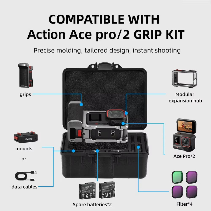 Insta360 Aufbewahrungstasche für Ace Pro 2 und Ace Pro Xplorer Bundle, schwarze Reise-Tragetasche und Sicherheitsbox für Action-Camera Zubehör - Bild 2