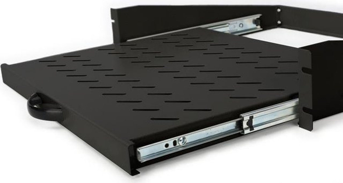 Digitus Professional Ausziehbarer 19 Zoll Netzwerkschrank-Geräteboden DN-19-TRAY-2-450-SW Schwarz, 2 HE - Bild 2