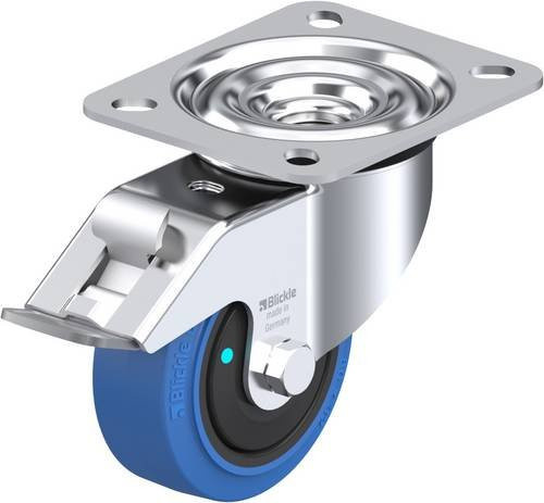 Blickle Lenkrolle 850078 LE-POEV 80KFD-FI-SB mit Feststeller, Rad-Durchmesser: 80 mm, Tragfähigkeit: 140 kg, Farbe: Blau/Schwarz - Bild 1