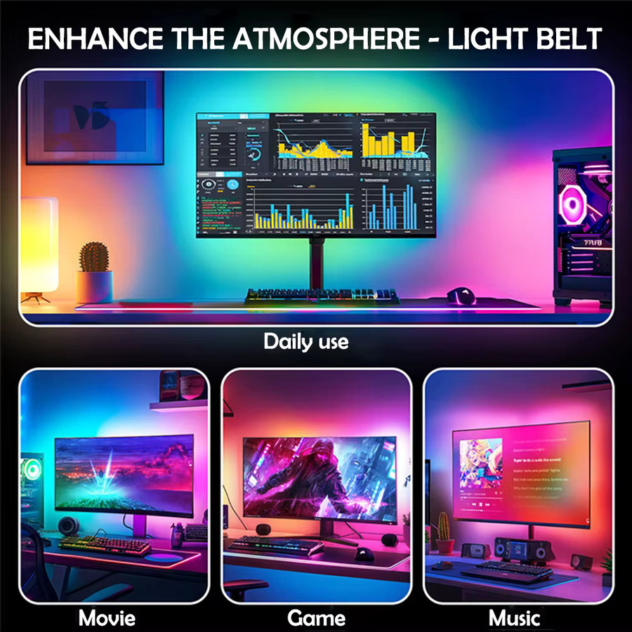 RGB LED Lichtstreifen mit Color Pickup Funktion für Gaming und Monitor Hintergrundbeleuchtung, USB-Anschluss, Multicolour - Bild 4