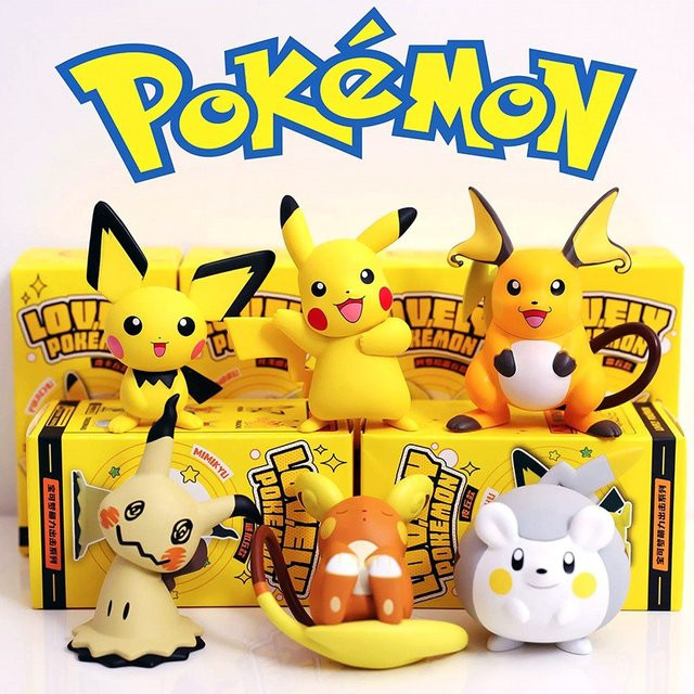 LANGBOWANG Pokémon Figurenset Pikachu Raichu Pichu Mimikyu Pawmi Tandemaus, Actionfiguren, Set / Bundle - Bild 1