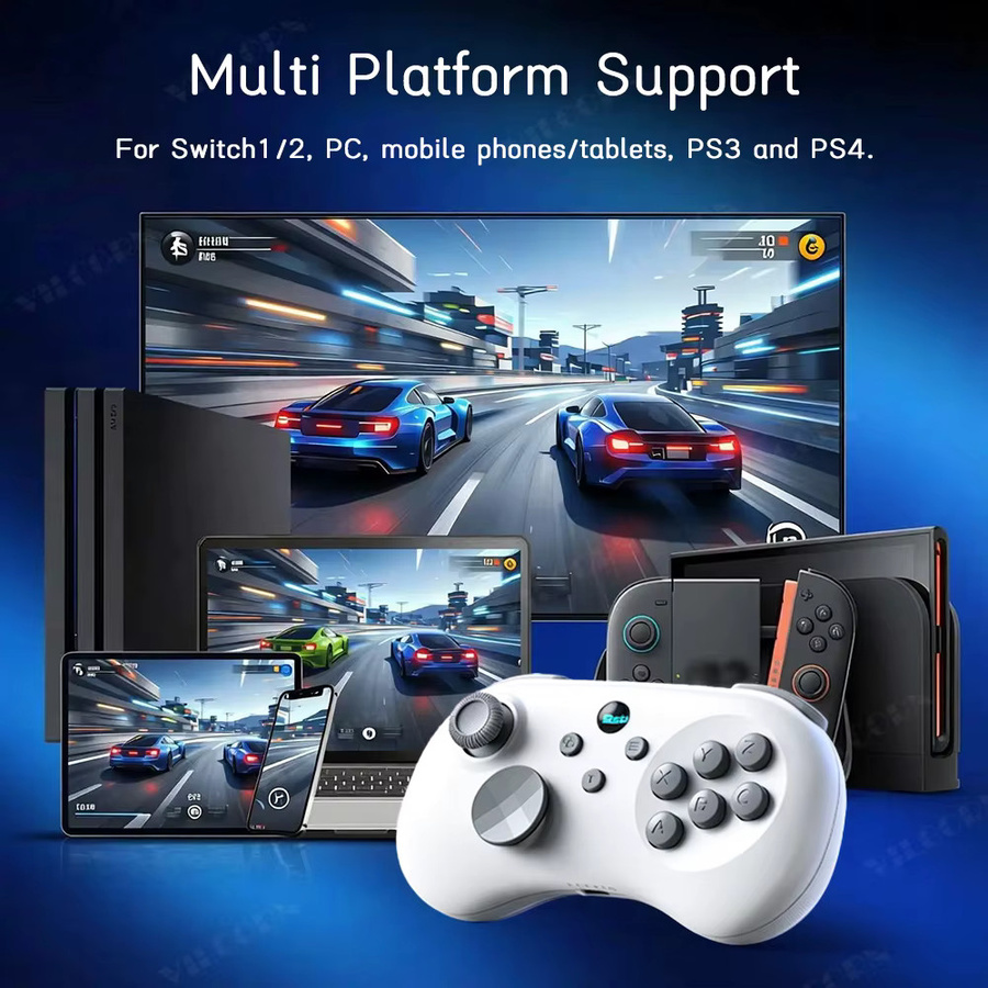 VILCORN Y04 Kabelloser Gamecontroller für Nintendo Switch, PC und PlayStation in Schwarz mit Hall-Effekt-Joystick und 6-Tasten-Layout inklusive Turbo- und Rücktasten - Bild 2