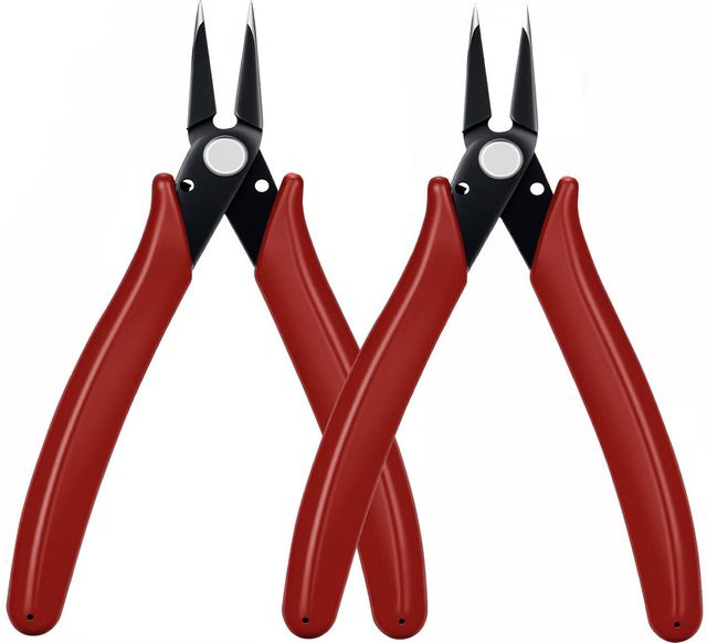 Präzisions-Spitzzange von MARKET-1 mit 1 mm Durchmesser und flachen glatten Backen in Rot - Bild 1
