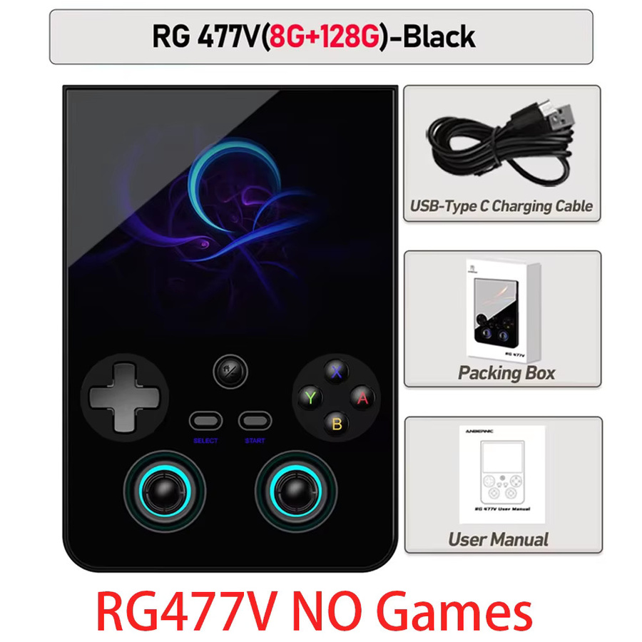 Anbernic RG477V Handheld-Spielkonsole in Schwarz mit 4,7 Zoll LTPS-Bildschirm und Dimensity 8300 Chip für Retro-Gaming - Bild 3