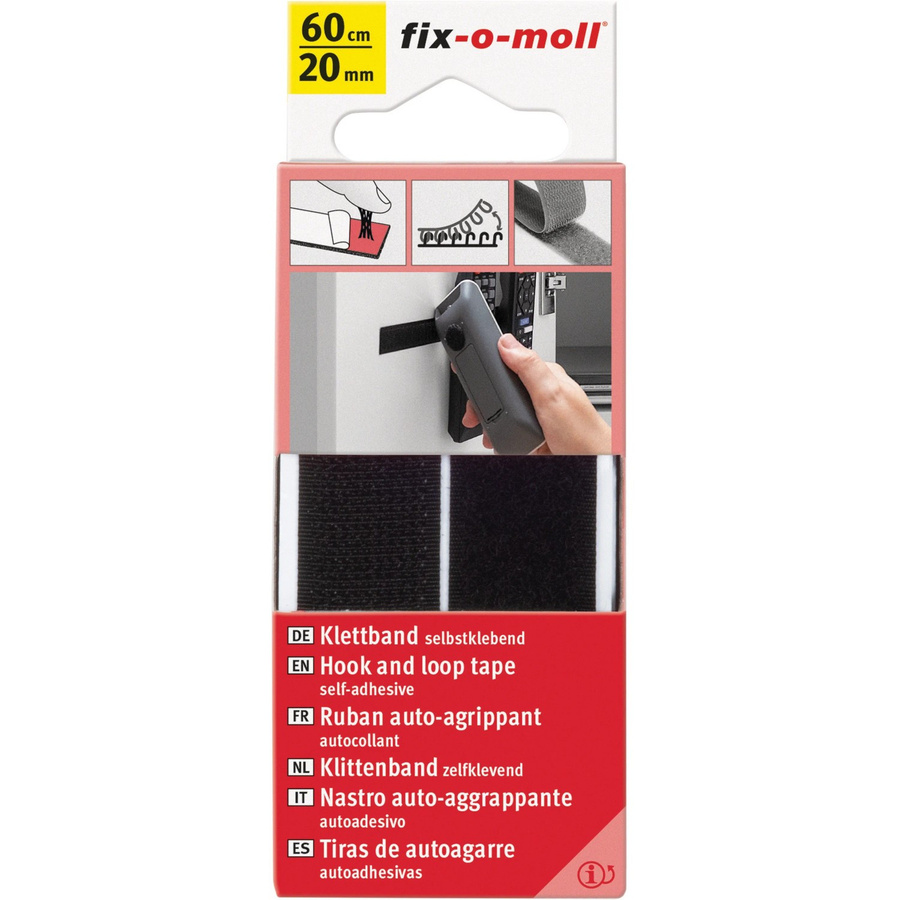 Fix-o-moll Klettband selbstklebend Schwarz Länge: 60 cm, Breite: 20 mm - Bild 2
