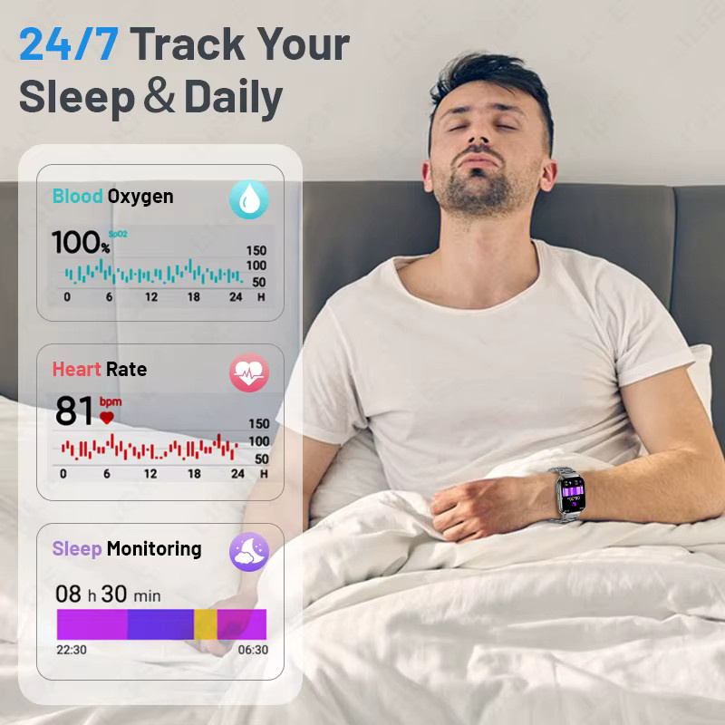LIGE Smartwatch in Silber mit 1,83 Zoll HD-Display, IP68 wasserdicht, Bluetooth-Anrufe und 1000mAh Akku für Herren - Bild 4